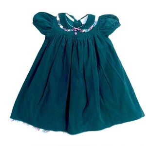 Chabre Vintage Girls Green Corduroy Peter Pan Occasion Dress Size 4T